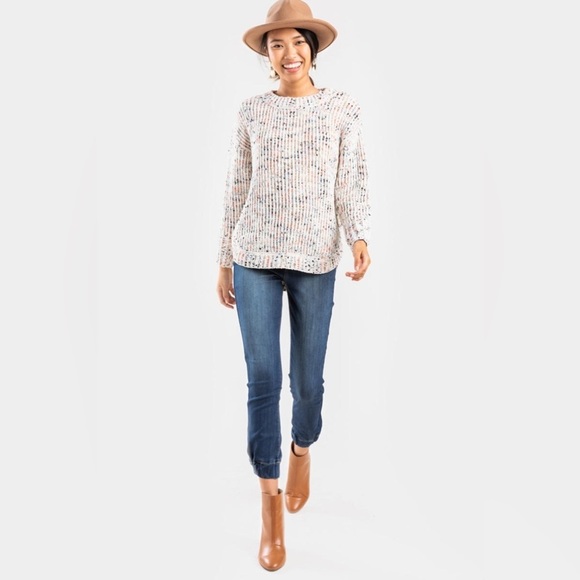 NWT Moon & Madison Confetti Specked Soft Open Knit Pullover Sweater - Picture 3 of 7